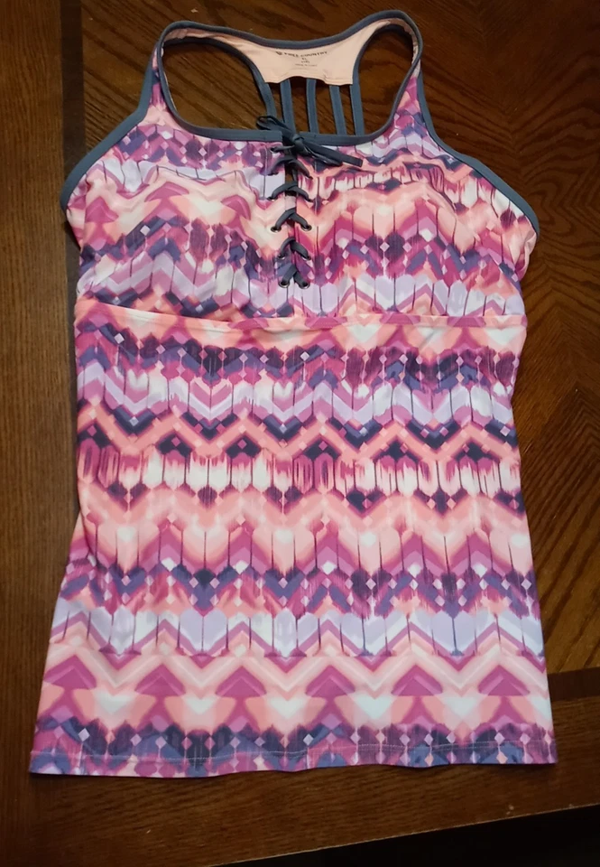 Traje de baño/bañador Free Country 2 piezas rosa/gris talla XL XG 16 (top acolchado) Foto 3 de 4