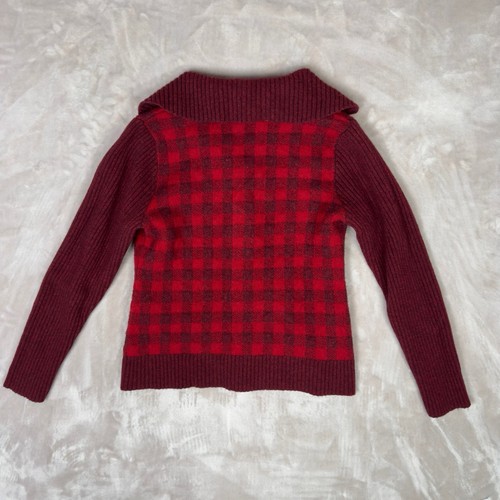 Cárdigan Pendleton Lana de Cordero a Cuadros Mujeres L Rojo Chal Cuello Botón Suéter - Imagen 3 de 7