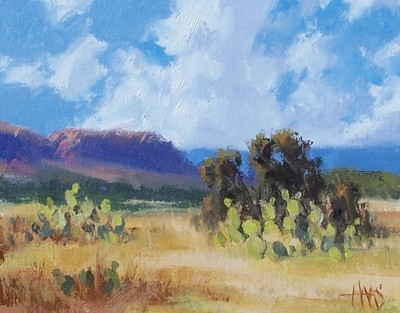 #ad #ad TOM HAAS painting #x27;Spring Clouds#x27; oil 8quot;x10quot; northern Arizona desert mountains $150.00