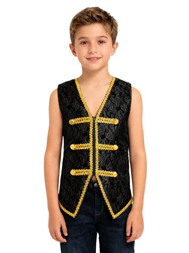 UK Kids Boys Medieval Steampunk Velvet Vest Tailcoat Halloween Victorian Costume - Picture 64 of 77