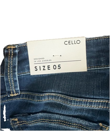 Cello Women's Cropped Skinny Jeans Mid Rise Distressed Ripped Dark Blue Size 5 - Picture 6 of 7