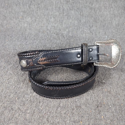 Nocona Herren Handbesetzter Schwarz Leder Western Gürtel Größe 32 - Bild 3 von 7