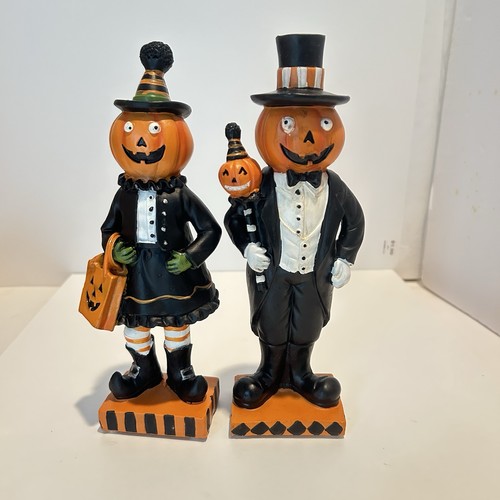 ASHLAND Halloween Pumpkin Head Lady And Man Treat Bag & Pumpkin On Stick NEW - Picture 1 of 10