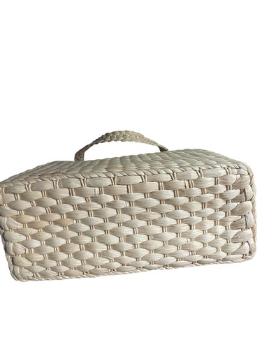 Borsa a mano paglia rafia vimini vintage crociera caraibica piscina spiaggia bling floreale - Foto 6 di 7
