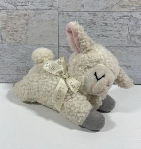 Vintage Baby Dior weißes Sherpa schlafendes Lamm Schaf 8 Zoll weiches Plüschtier 1990 sauber!
