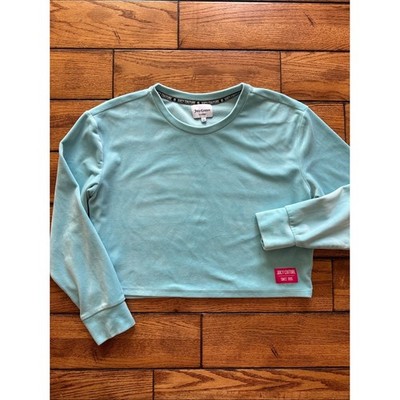 Juicy Couture Luxe Velour Pool Party Cropped Crewneck Sweatshirt Sz L Y2K, 90s