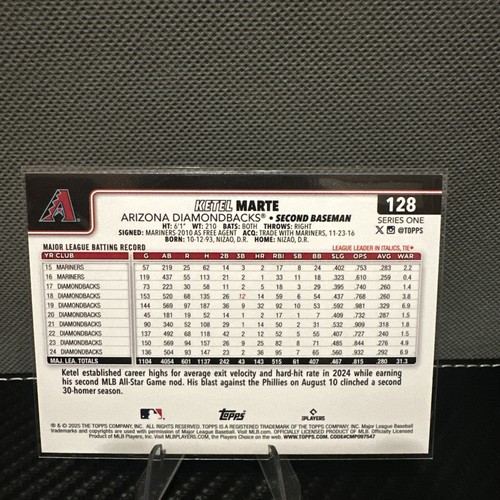 2025 Topps Series 1 Celebration CONFETTI Rainbow KETEL MARTE  #128 Diamondbacks - Picture 2 of 2