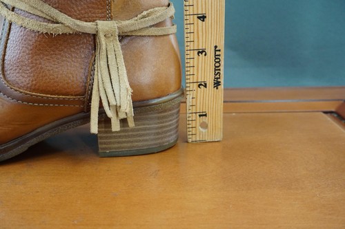 Pikolinos Boots Womens Size 37 Brown Leather Ankle Western Tassel Zip Block Heel - Picture 7 of 11