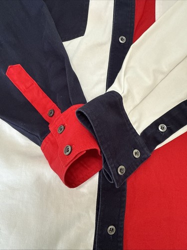 Gil Adam Men’s Medium LS Heavyweight Twill Shirt Texas Theme Colorblock READ - Picture 4 of 11