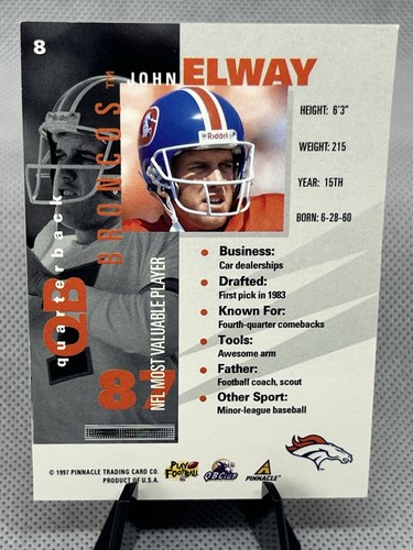 JOHN ELWAY - 3 CARDS - LOT Denver Broncos HOF Pinnacle Mint Inside Upper Deck CC - Picture 6 of 7
