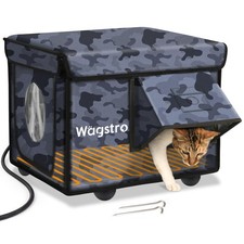 Heated Cat House for Outside, Waterproof Awning Escape Door Heated Cat House...