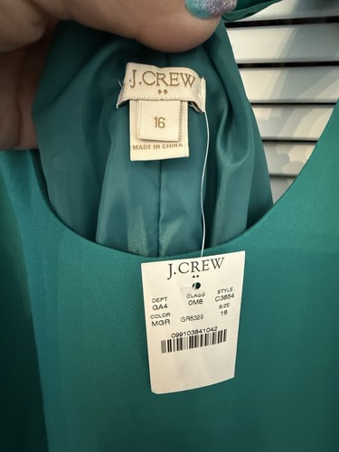 J. Vestido recto Crew nuevo con etiquetas espalda torcida cuello redondo en verde talla 16 - Imagen 3 de 5