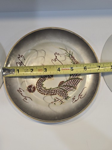Antique Set Of Four 6-inch Plates Dragon Made in Occupied Japan Vintage - Picture 10 of 11