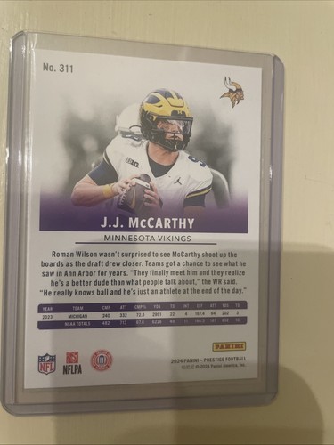 2024 Panini Prestige - Rookies #311 J.J. McCarthy (RC) - Bild 2 von 4