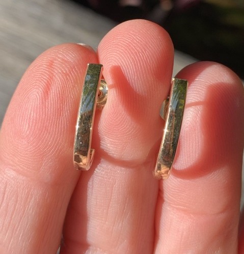 9ct Yellow Gold Half Hoop Drop Earrings For Pierced Ears. - Picture 3 of 12