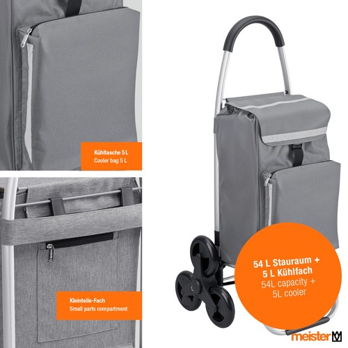 Meister Einkaufstrolley 3x3 Treppensteiger Klappbarer Einkaufsroller - Bild 6 von 14
