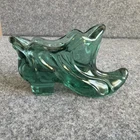 Vintage Fenton Clear Green Glass Slipper / Boot  Shoe 3"x4.75"