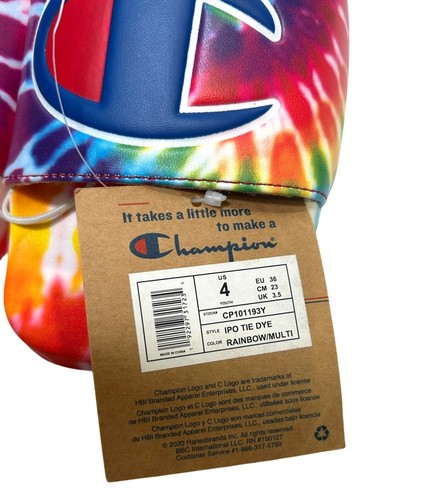 Champion Youth Tie Dye Slides Size 4 Rainbow/Multi New With Tags - Picture 2 of 5
