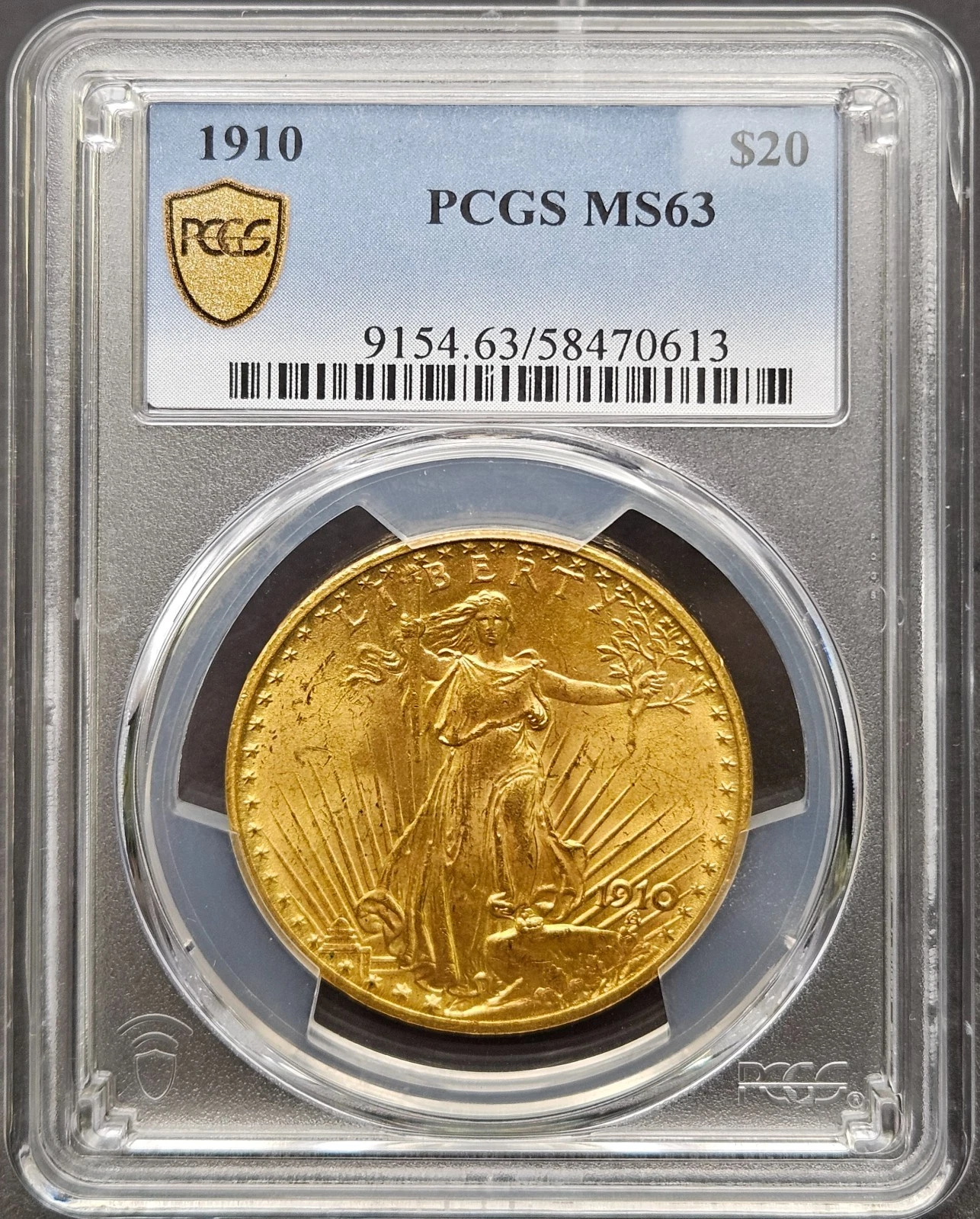 1910 $20 Saint-Gaudens Gold Double Eagle – PCGS MS63, Strong Mint Luster!
