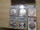 6 ms70,ms70dcom2 signed American Silver Eagles And 1 10 Coin Holder