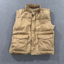 Vintage 80s Sherpa Down Puffer Vest Nylon Tan Mens Large