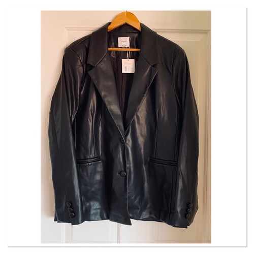 NWT Supre Vegan Leather Blazer 18 Black