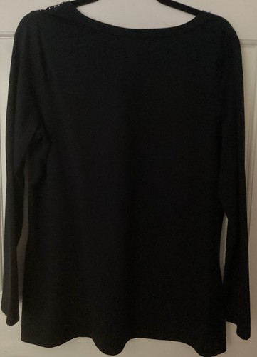 Womens Avenue Black Top Size 14/16 With Silver Studs 3/4 Sleeve - Picture 2 of 7