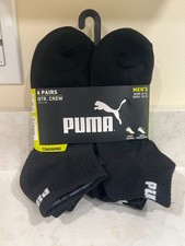 PUMA SOCKS MEN'S - QUARTER CUT 263 - DUSK BLACK - LARGE 10-13 PACK 6 XX