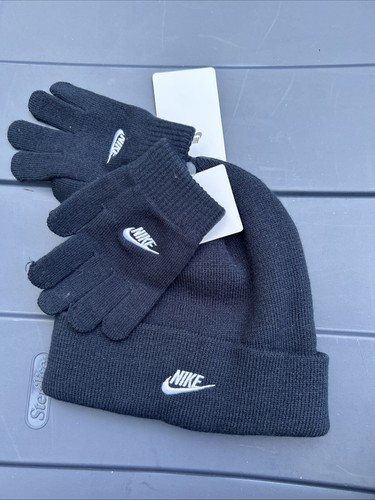 Nike Obsidian/White Kid's Unisex Futura Beanie/Glove Set (9A2961-695) Size 8/20 - Picture 2 of 3