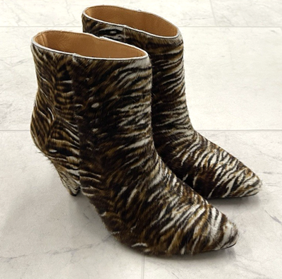 #ad NIB SAMSØE SAMSØE Myrassa Tiger Pony Booties Size:37 US 7 $240.00