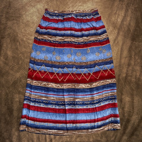 New Look Vintage 90s Boho Striped Faux Wrap Maxi Skirt Multicolor Women's XL - Picture 5 of 8