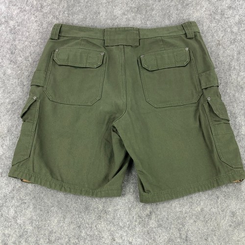 Duluth Mens Cargo Shorts 38 Green Mid Rise Cargo Pockets 10" Inseam 100% Cotton - Picture 2 of 10