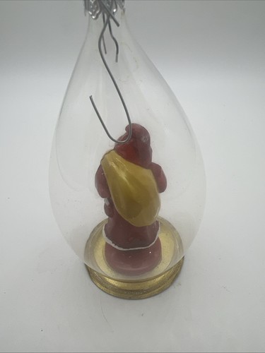 Ornament Santa in Tear Drop Glass Globe 4 1/2 in tall Vintage - Picture 3 of 6