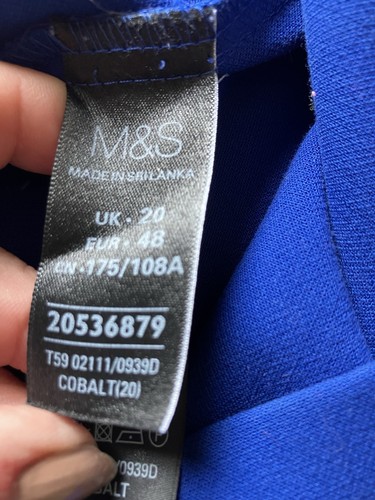 M&S Col S20 Cobalt Blue,Roll Neck,3/4 Sleeve,Stretch Dress Zip Pockets 48”B 38”L - Picture 15 of 18