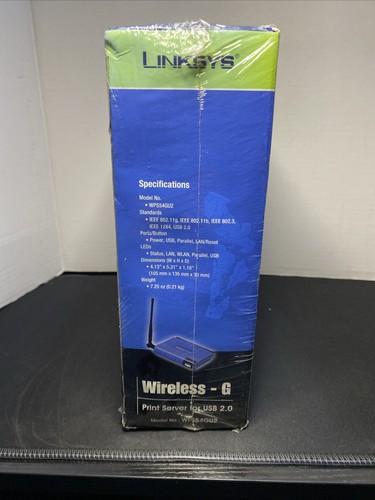 Linksys Wireless-G Print Server for USB 2.0 WPS54GU2 New Old Stock Sealed 🔥 - Picture 7 of 11