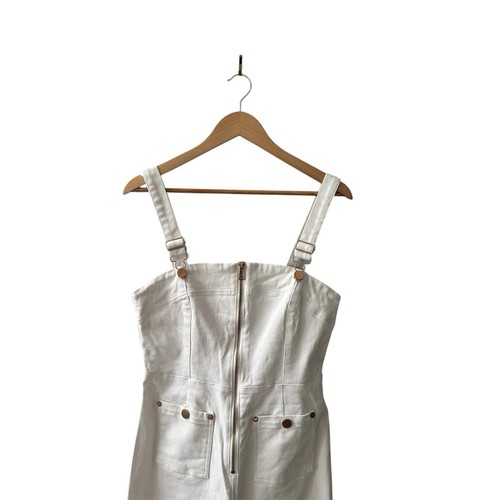 Alice McCall Quincy Flared Overalls Jumpsuit Size AU10 US6 White 70s Peace - Picture 7 of 14