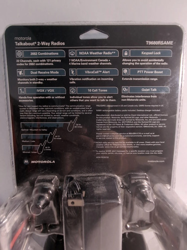 Neu Motorola Talkabout T9680RSAME Zwei Wege Radio 28 Meilen FRS werkseitig versiegelt - Bild 2 von 6