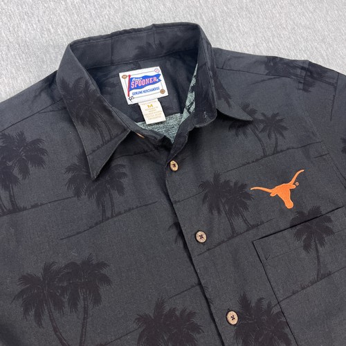 Reyn Spooner UT Longhorns Shirt Mens M Black Reverse Print Hawaiian Hook Em TX - Picture 3 of 11
