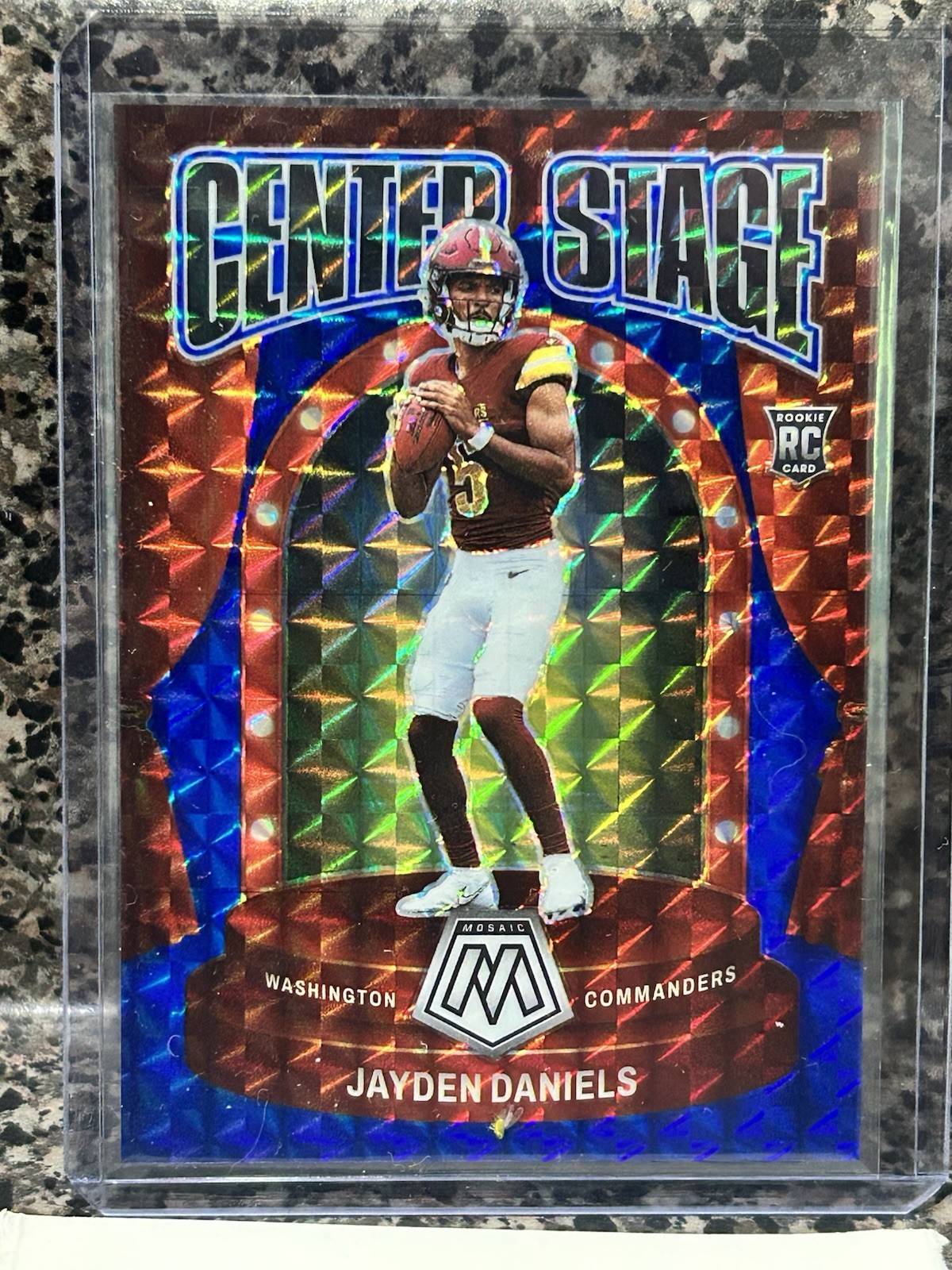 2024 Panini Mosaic - Center Stage Jayden Daniels #8 Blue Mosaic Prizm /99 (RC)