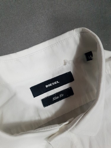 Diesel Hemd Herren Medium M Weiß Langarm Logo Smart Designer Oberhemd - Bild 4 von 6