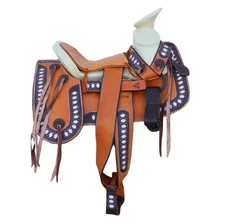 15" Mexican Saddle Montura Miel Diseno Charro