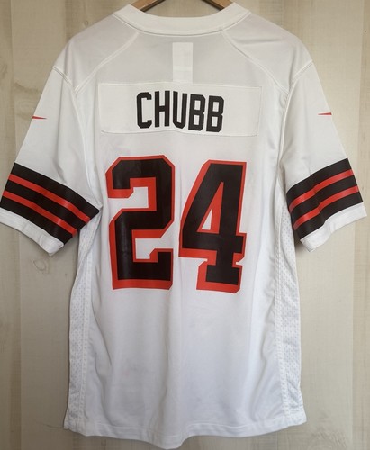 Nike Cleveland Browns Nick Chubb Jersey Mens Medium White Embroidered Signature - Picture 3 of 12