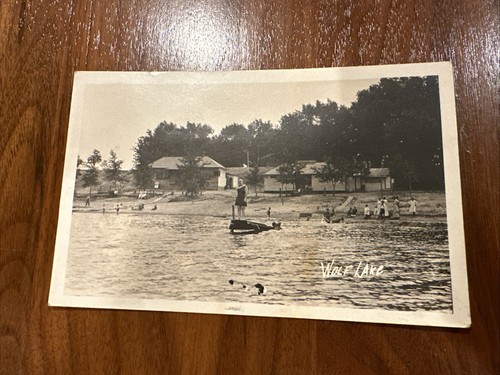 RPPC Postcard Lakeside Resort Wolf Lake Muskegon Michigan MI