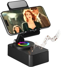 Cell Phone Stand with Wireless Bluetooth Speaker LED Anti Slip Base HD Surround