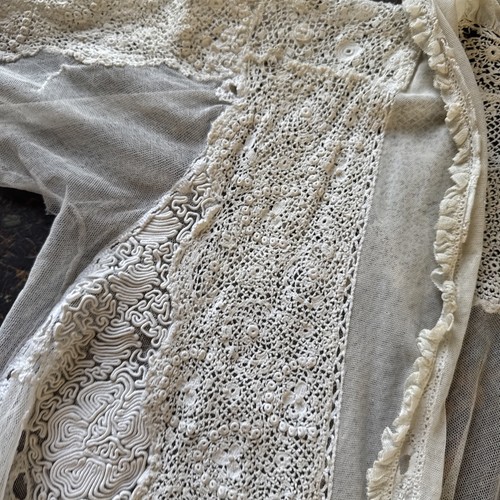 Antique Edwardian Bodice Net & Irish Crochet Lace Dress Blouse Top Vintage - Picture 10 of 21