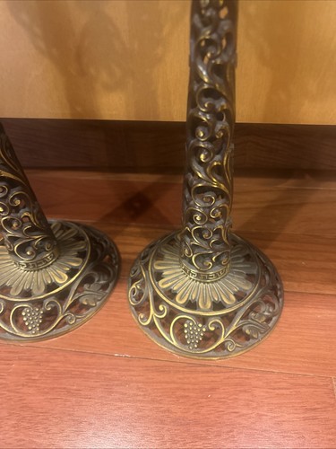 Candelabros de Shabat de latón israelíes de colección de Oppenheim - un par de 13"" H" - Imagen 5 de 12