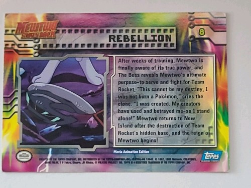 Rebellion #8 Topps Pokemon the First Movie Mewtwo Strikes Back 1st Print - Picture 9 of 17