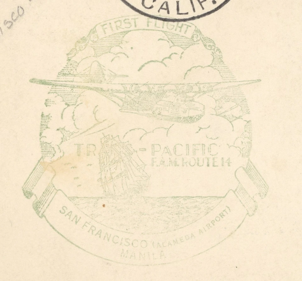 1935 China Clipper FAM 14 First Flight Cover San Francisco Manila C20 Strip - Image 3 of 4