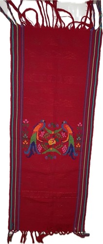 Hand Woven Cotton Textile Birds Folk Table Runner Guatemalan - Peru 43x17 - Picture 5 of 5