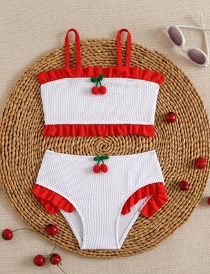Mädchen Kirsch Design Bikini Bademode 7-8 Jahre